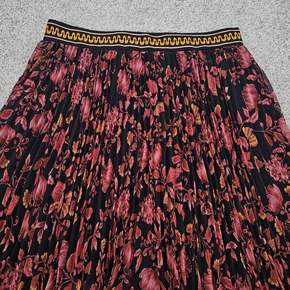 ALICE AND OLIVIA KATZ SUNBURST PLEATED Boho MAXI SKIRT Size 6 - Picture 6 of 9